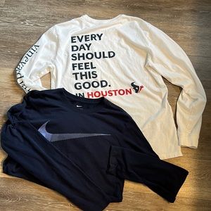 Vineyard Vines Houston Texans long sleeve tee shirt and Nike tee shirt!  Small